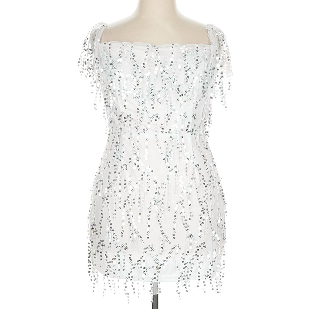 Chic White Sequin Mini Dress